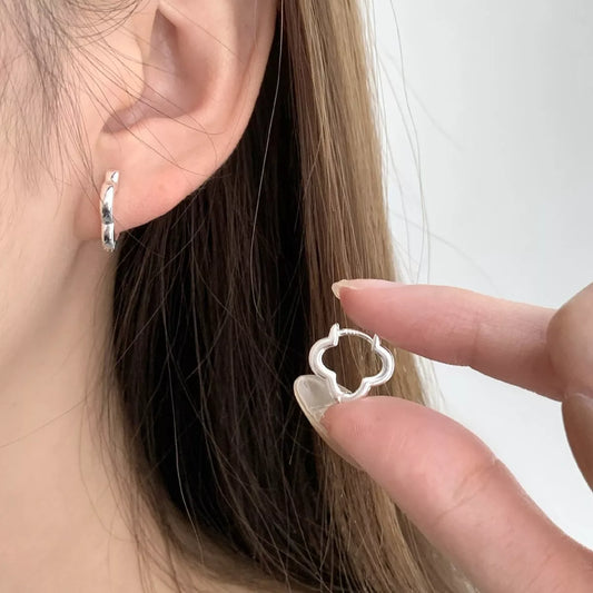 Sterling Silver Four Leaf Clover Earrings in Silver - women's necklace