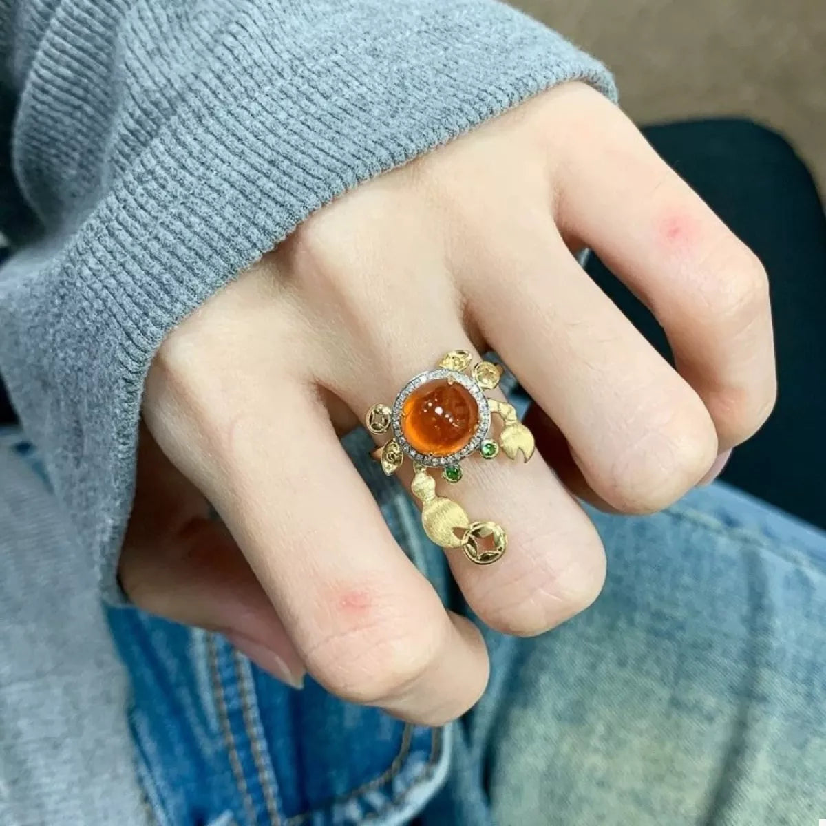 18K Gold-Plated Crab Ring - alternate ring view