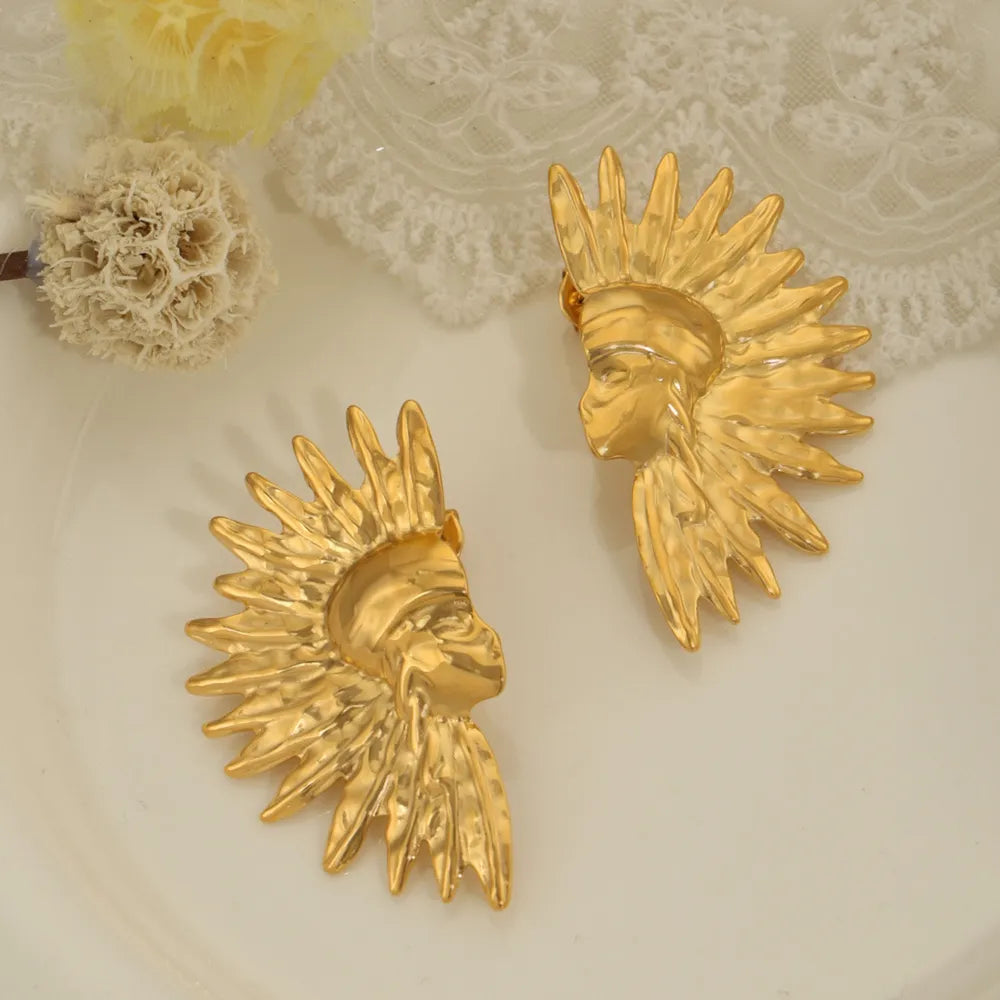 Titanium Steel Gold-Plated Earrings - alternate earring view