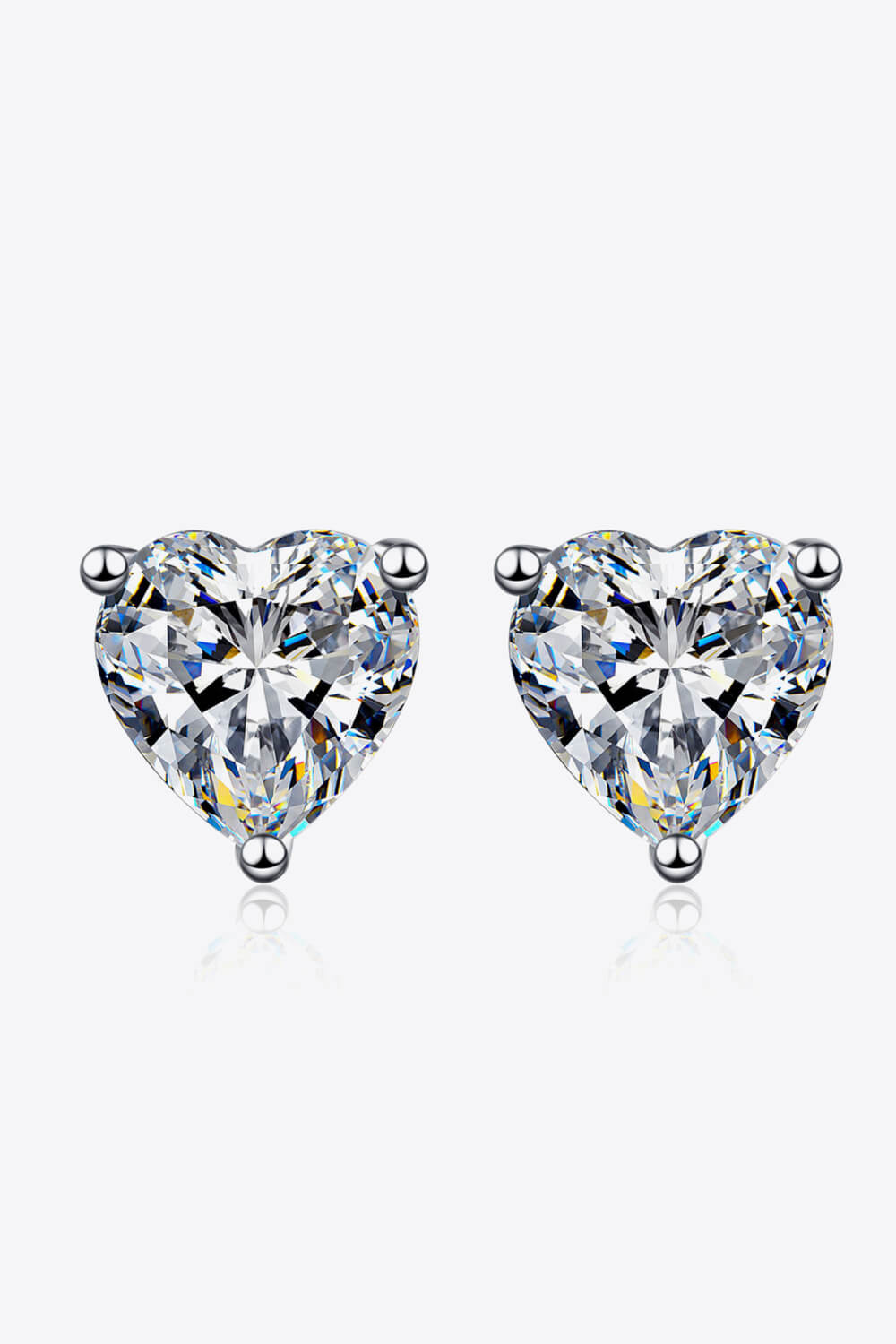 2 Carat Moissanite Heart-Shaped Stud Earrings in Silver - women's stud earrings