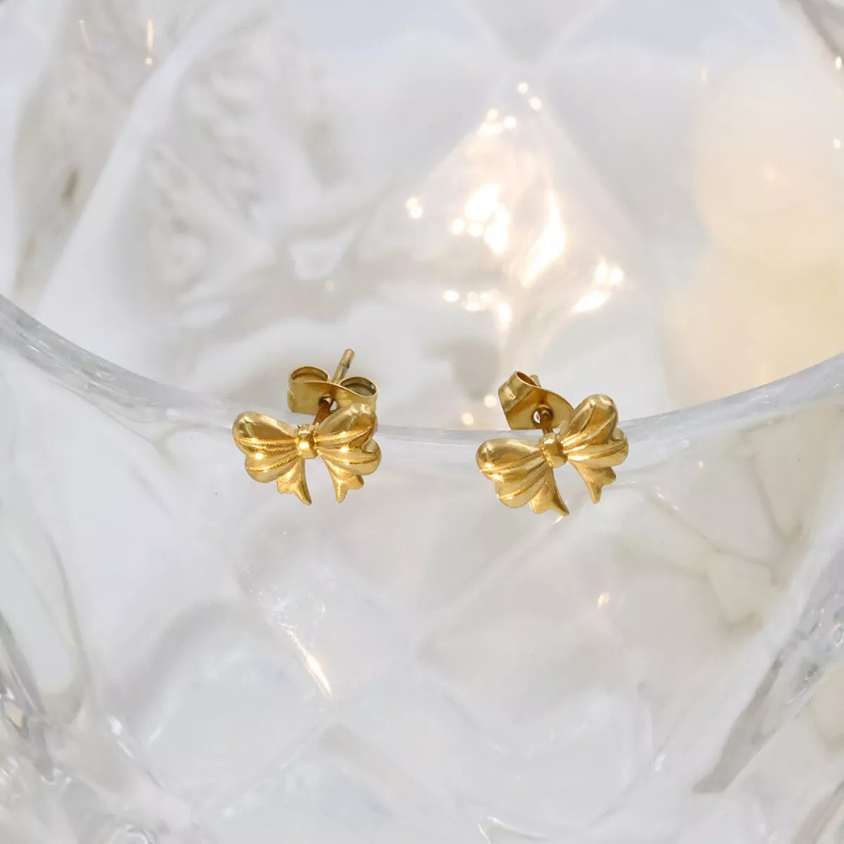18K Gold-Plated Bow Earrings - alternate earring view