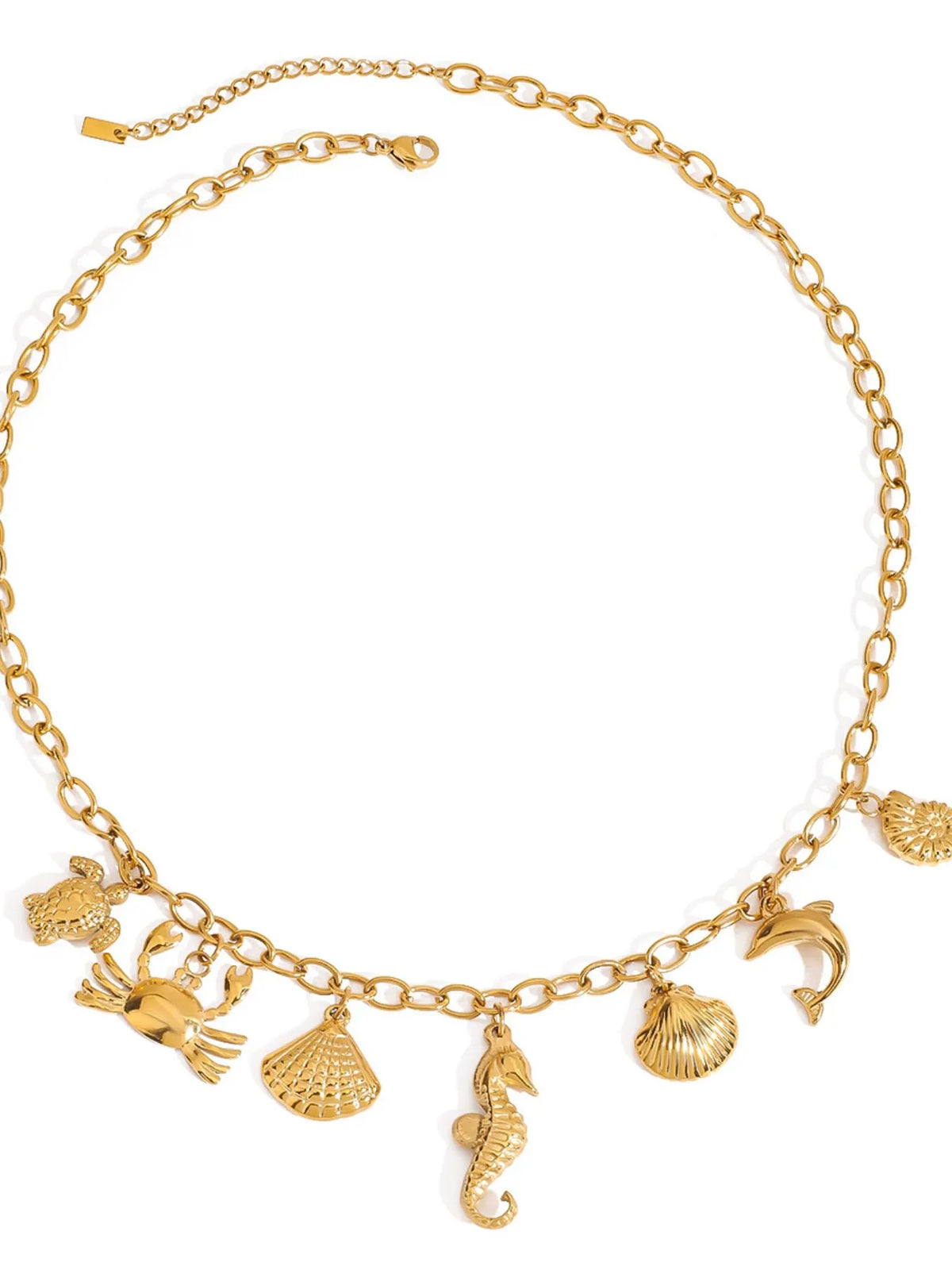 18K Gold-Plated Stainless Steel Ocean Theme Necklace - alternate necklace view