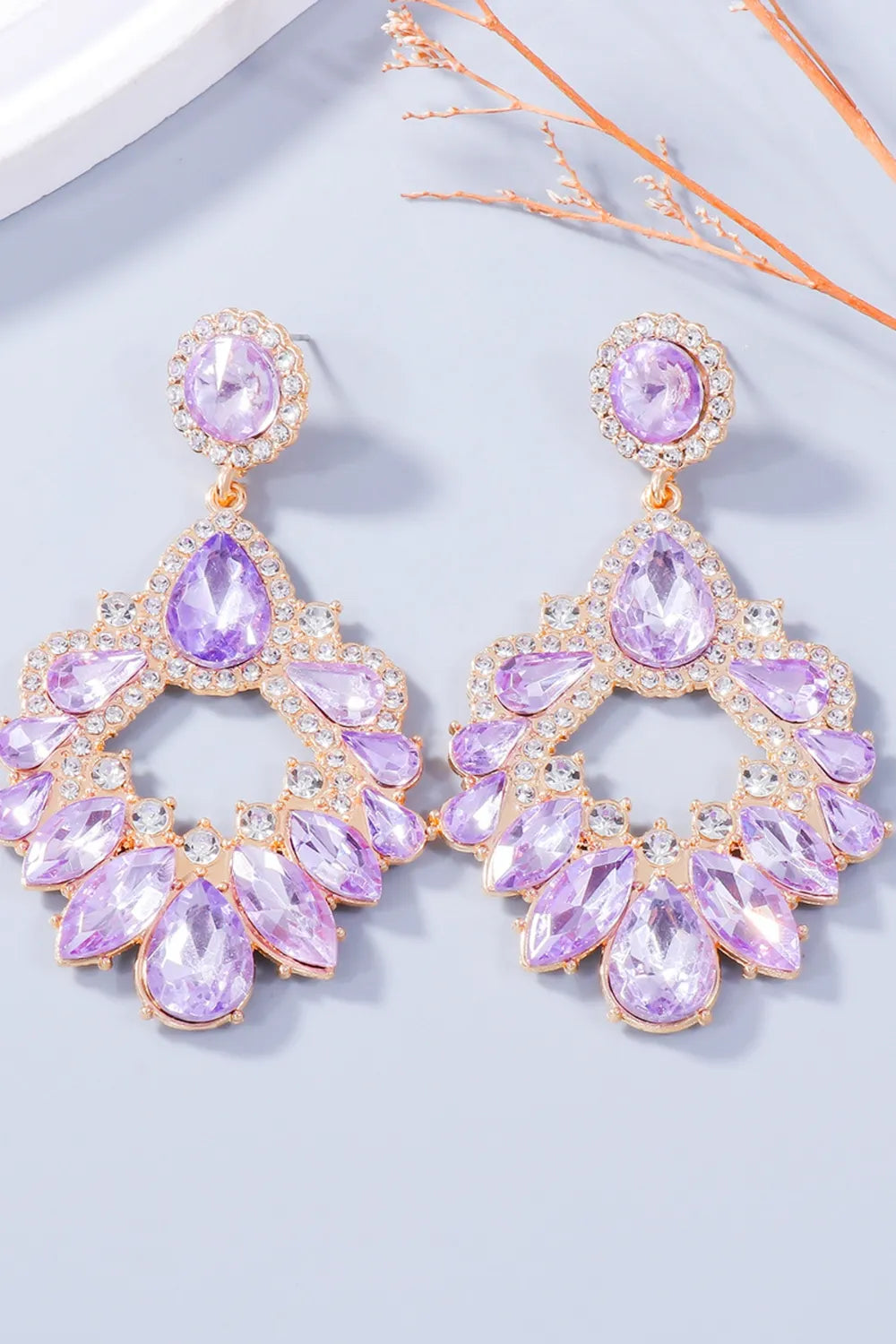 Alloy Rhinestone Dangle Earrings in Red - women's dangle earrings