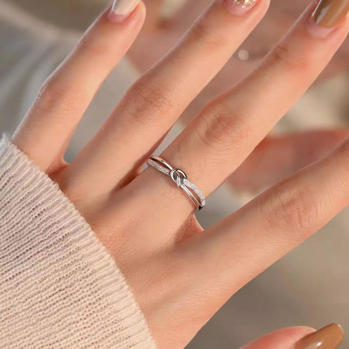 Sterling Silver Knot Ring - alternate ring view