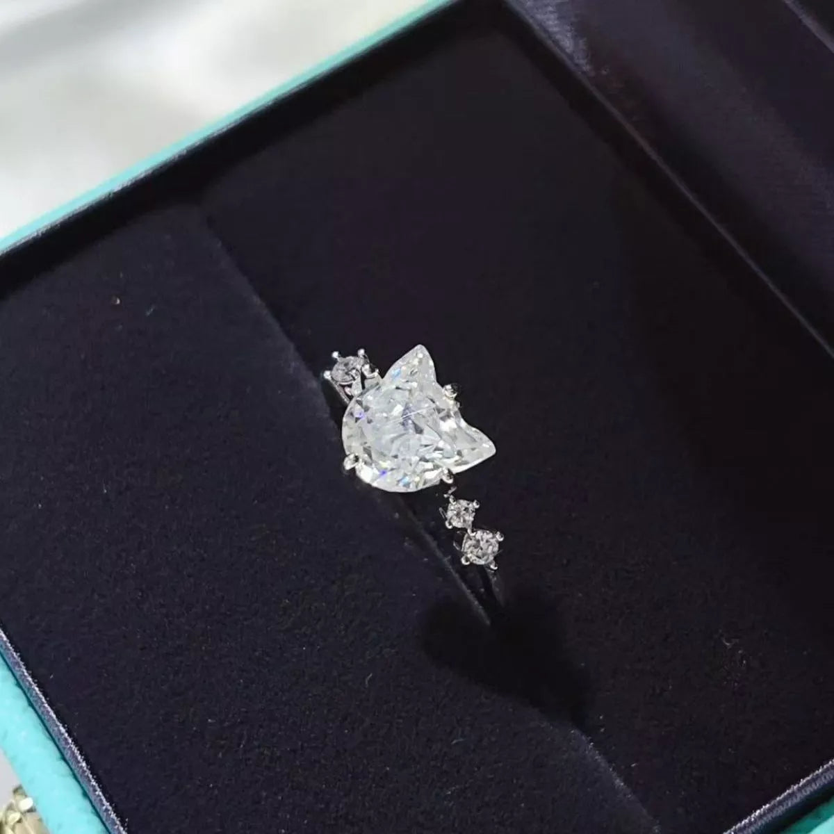 2 Carat Moissanite Sterling Silver Ring in Silver - women's ring
