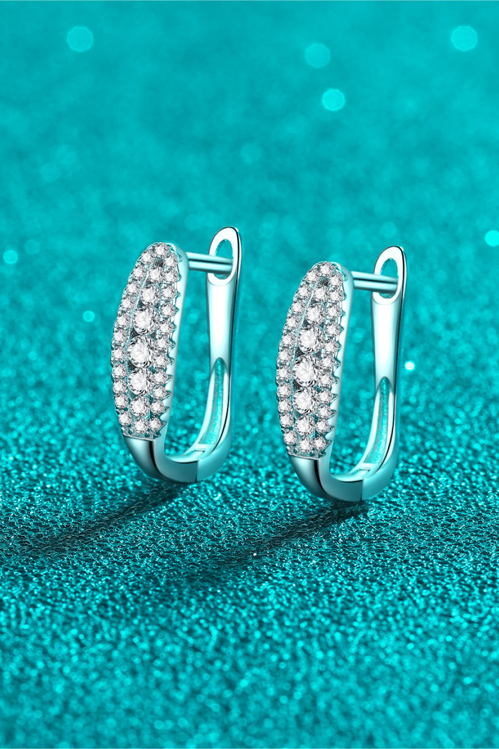 Moissanite Rhodium-Plated Earrings - alternate earring view