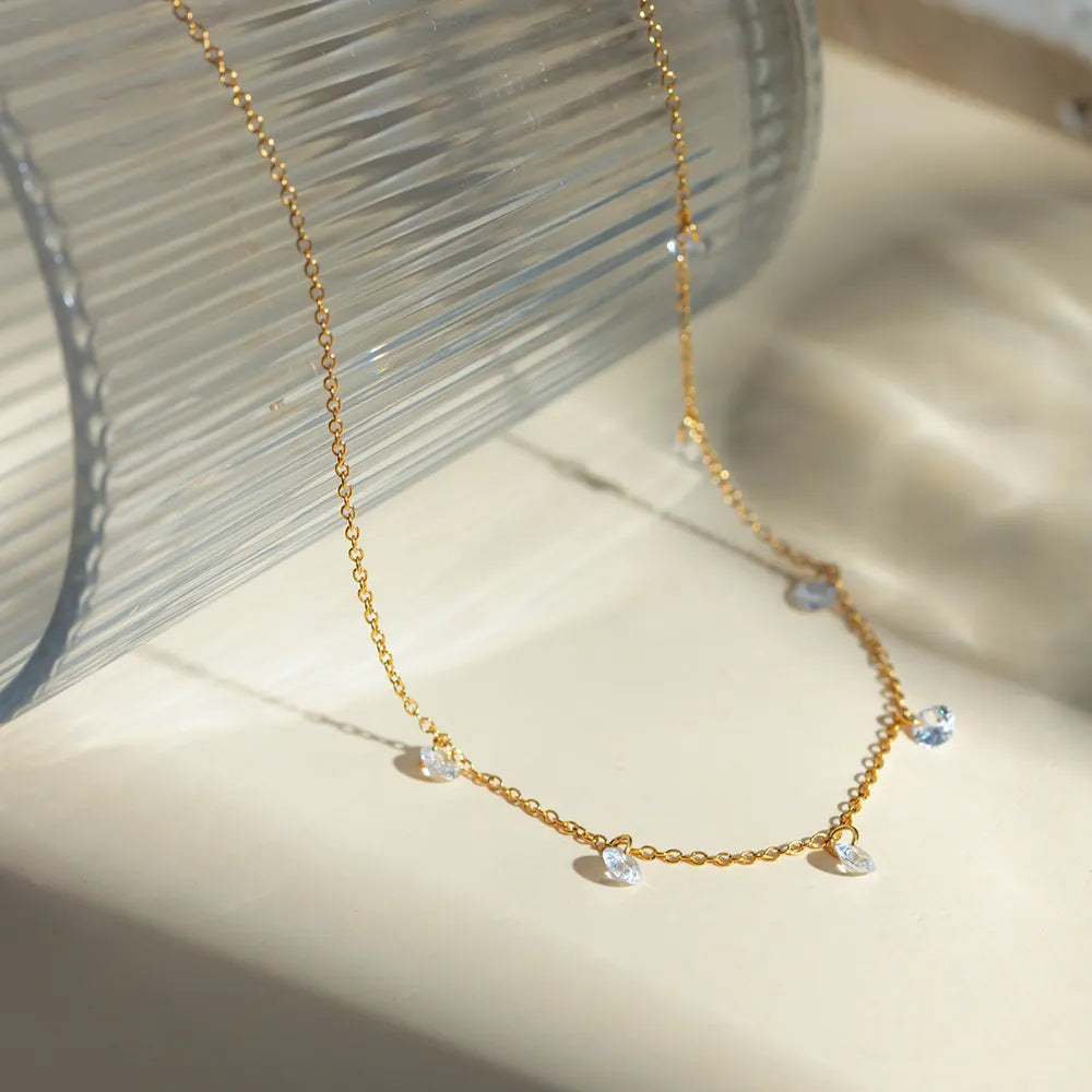 Stainless Steel Rhinestone Charm Necklace - alternate necklace view