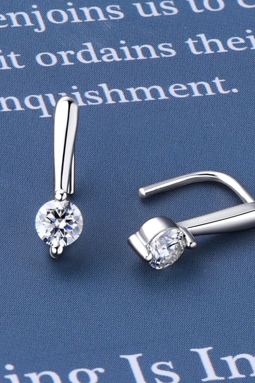 Moissanite Sterling Silver Earrings - alternate earring view