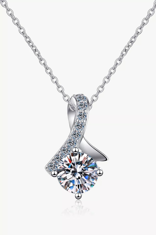 Unique and Chic Moissanite Pendant Necklace in Silver - women's pendant necklace