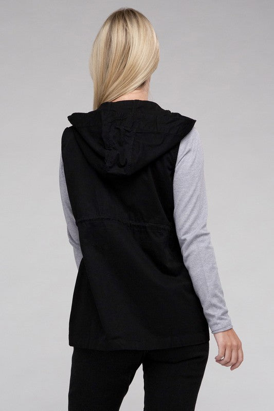 Drawstring Hoodie Vest
