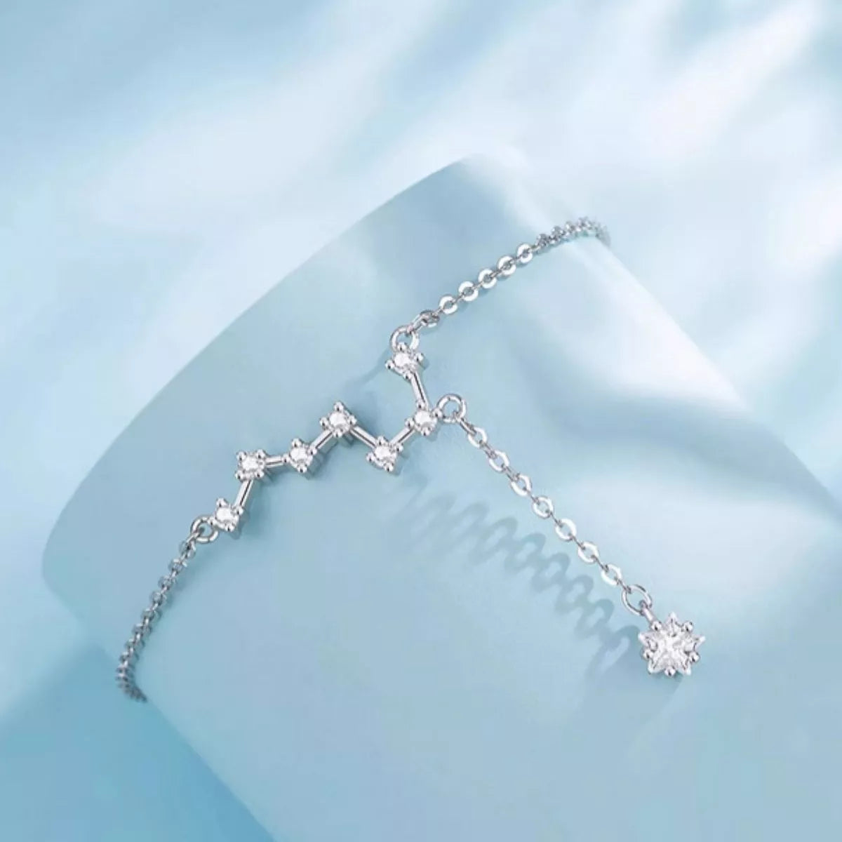 Sterling Silver Zircon Anklet Bracelets in Silver - women's bracelet