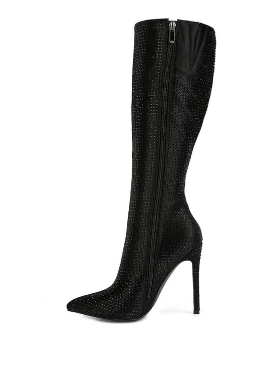 Satin High Heel Calf Boots