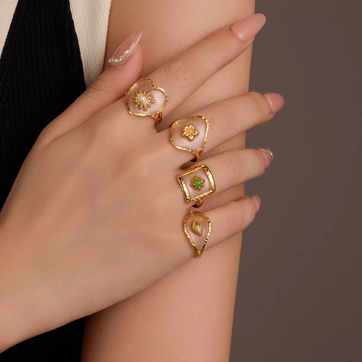 18K Gold-Plated Adjustable Open Ring in Style A - women's open ring