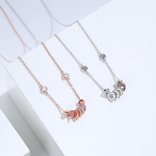 Sterling Silver Circle Pendant Necklace in Rose Gold - women's pendant necklace