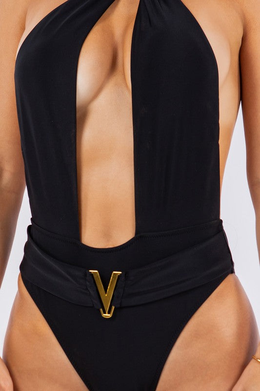 Halter Plunge One Piece