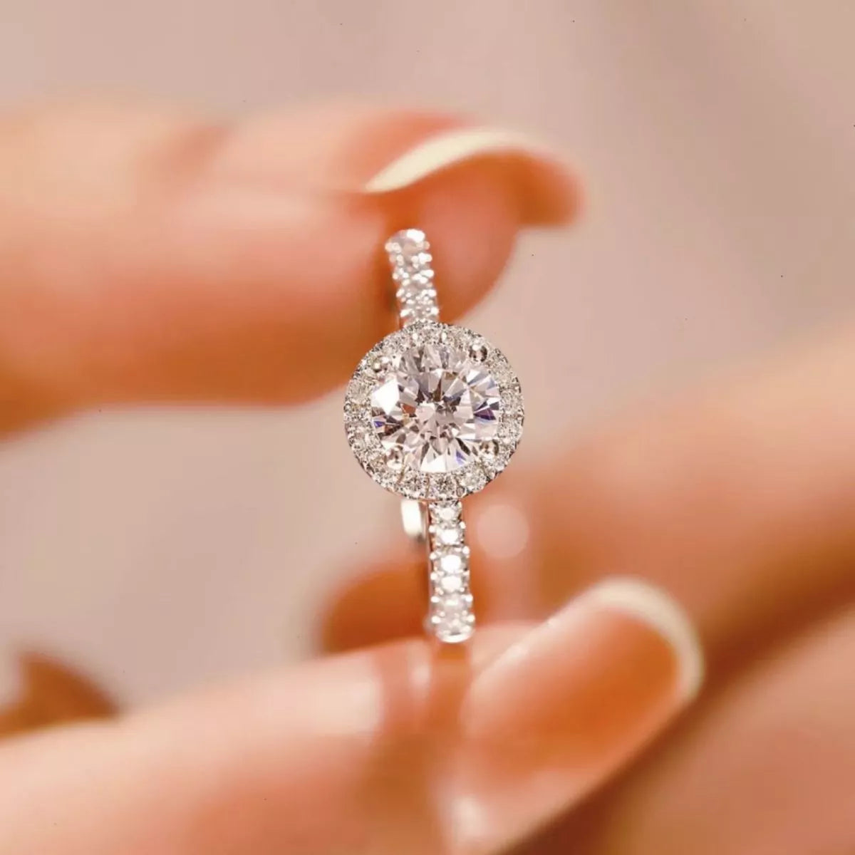 2 Carat Moissanite Sterling Silver Ring - alternate ring view