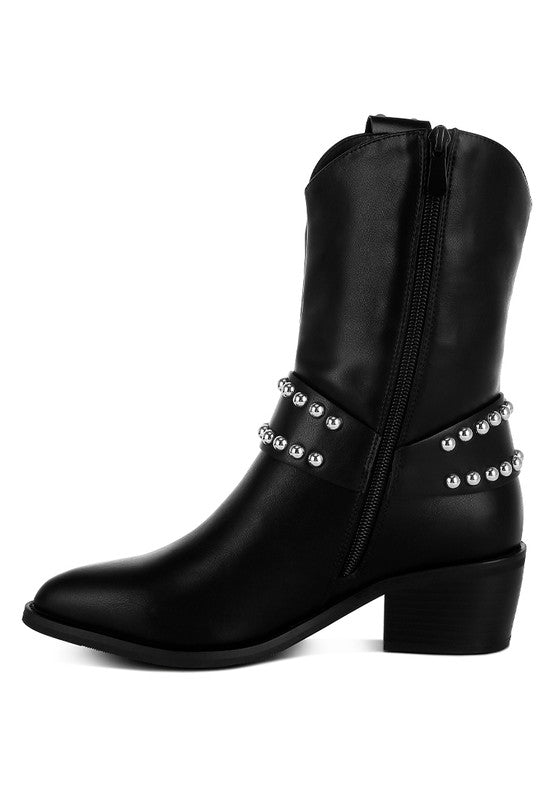 Studded Harness Detail Boots