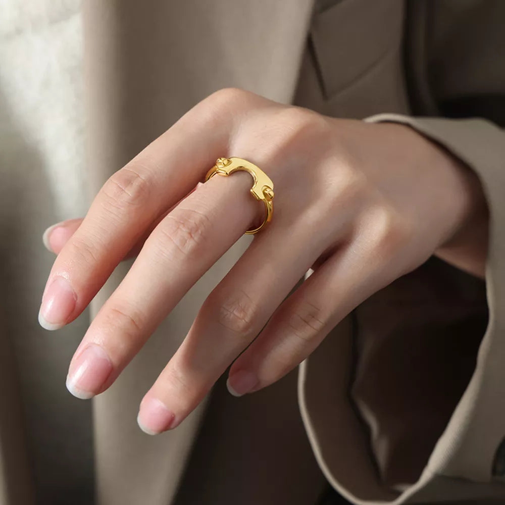 18K Gold-Plated Irregular Open Ring in Silver - women's open ring