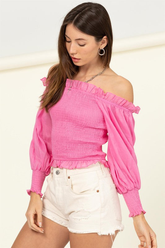 Off-Shoulder Smocked Blouse