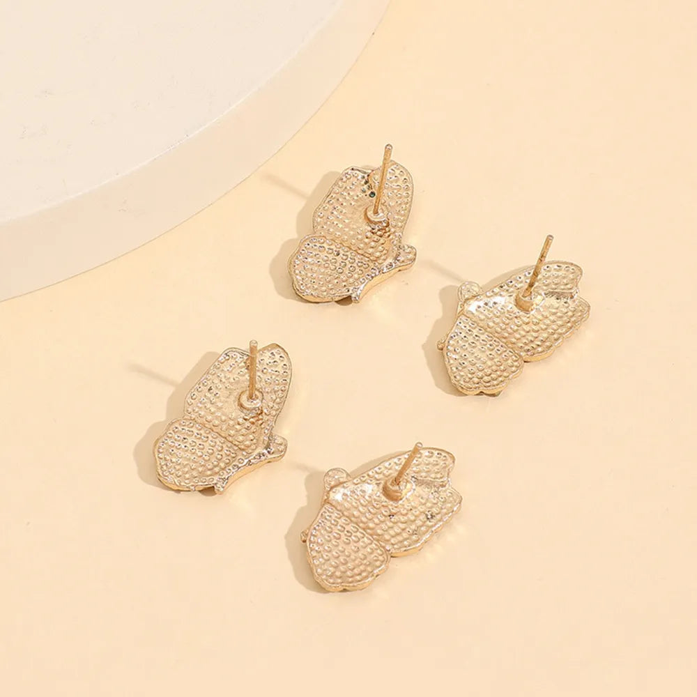 2 Piece Rhinestone Alloy Butterfly Stud Earrings - alternate earring view