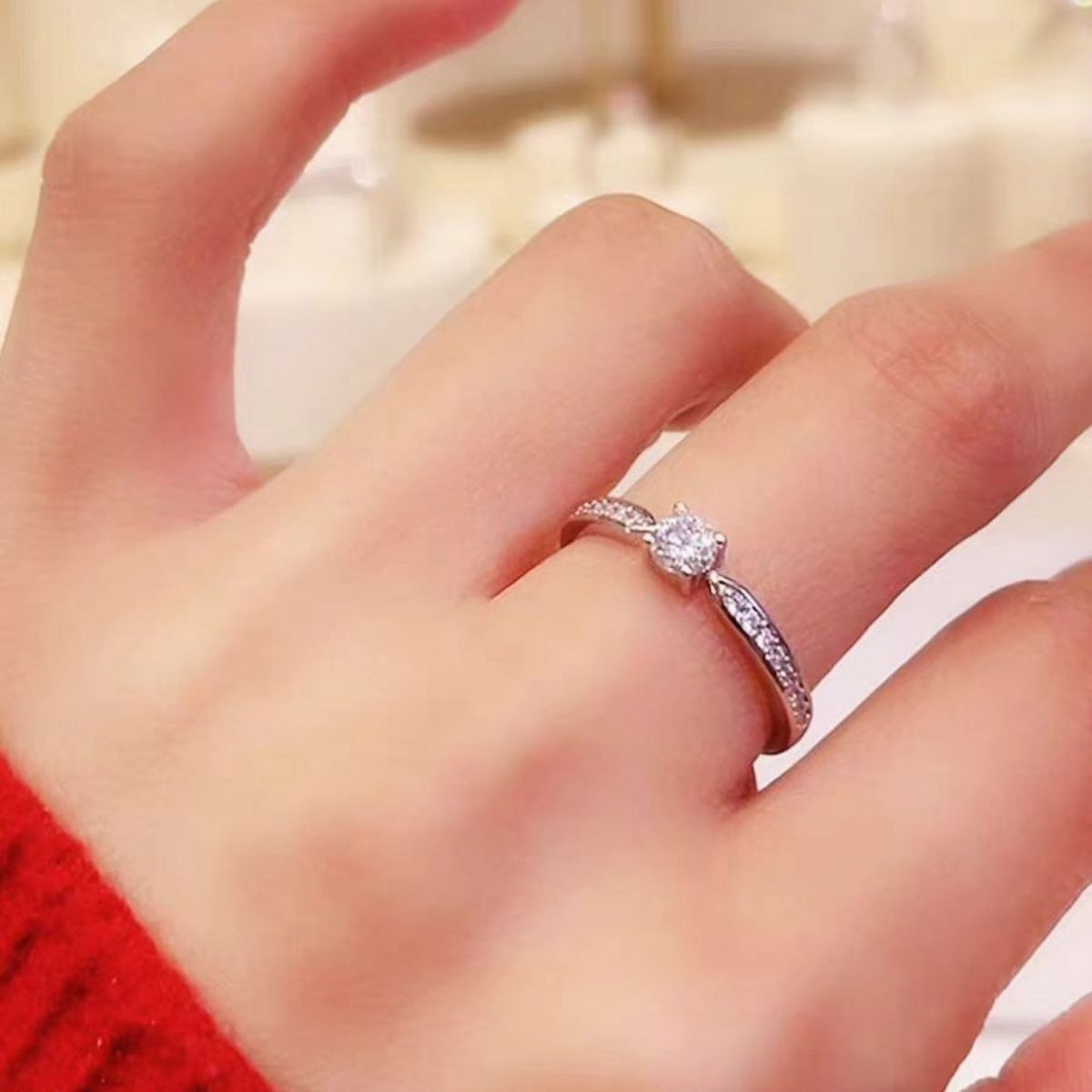 Sterling Silver Moissanite Ring in Silver - women's ring