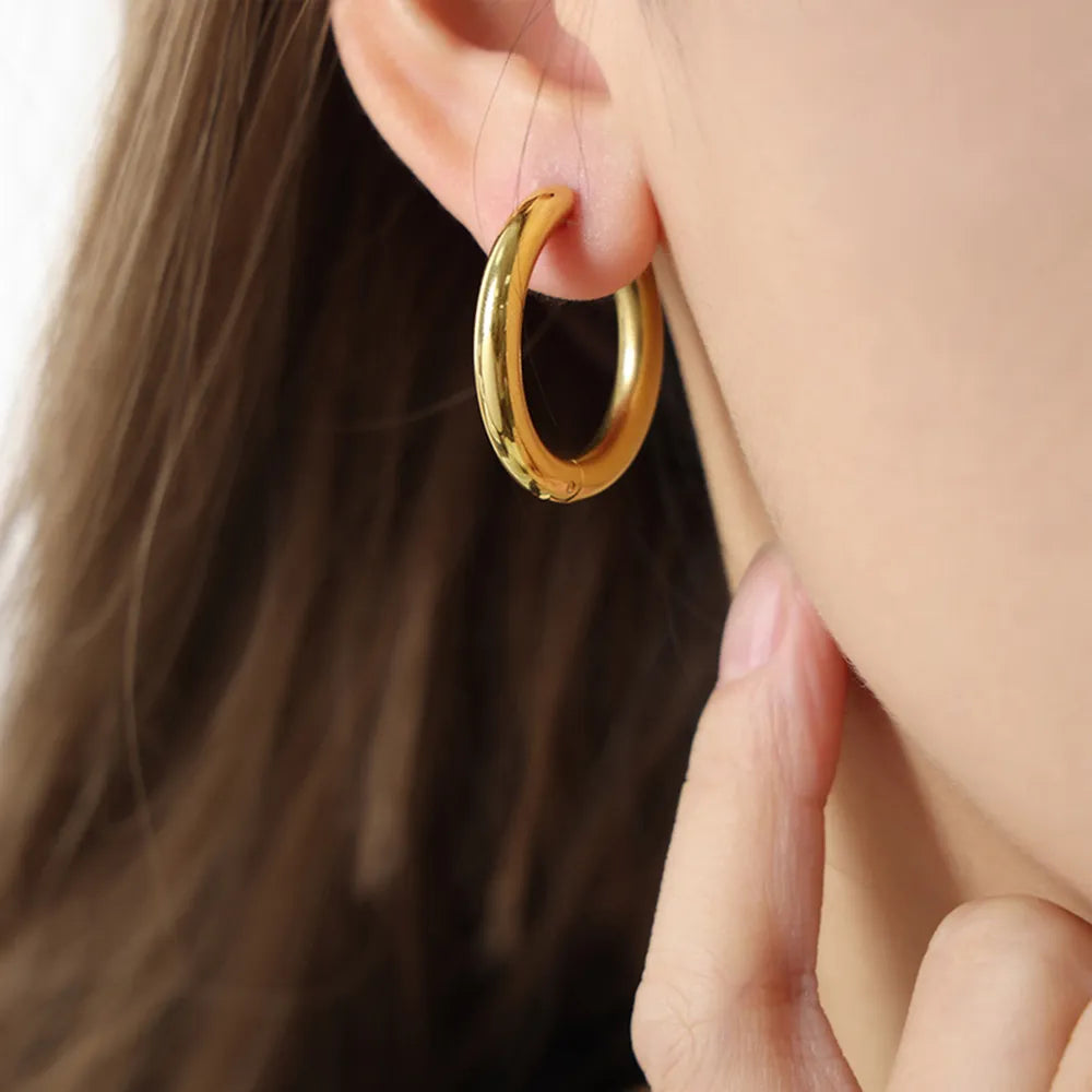 18K Gold-Plated Huggie Earrings in Gold - women's huggie earrings