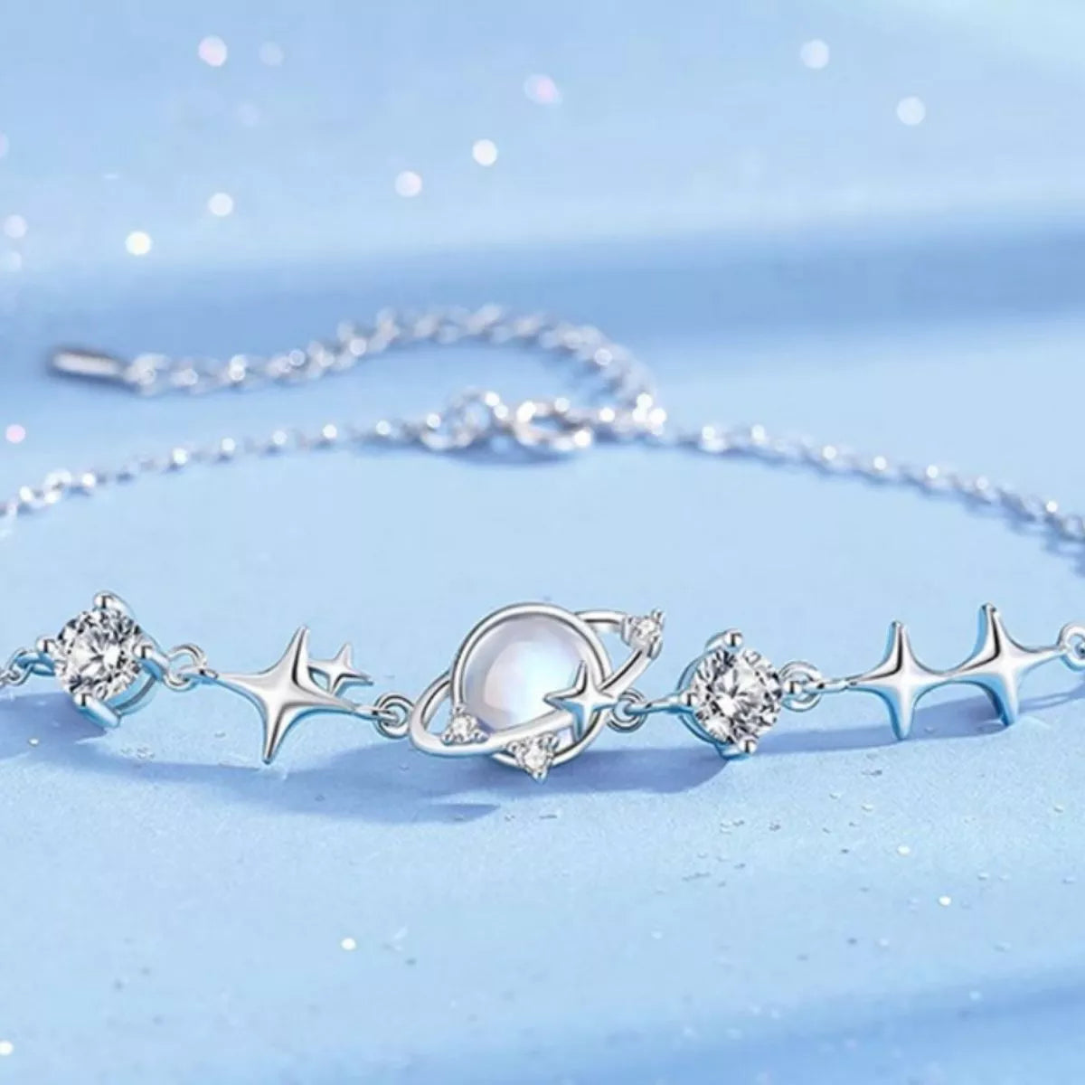 Sterling Silver Zircon Star Adjustable Bracelet - alternate jewelry view