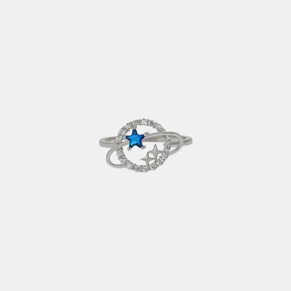 Planet Shape Inlaid Zircon Sterling Silver Ring in Silver - women's ring