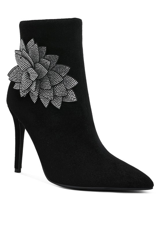 Rhinestones Petal Detail Boots