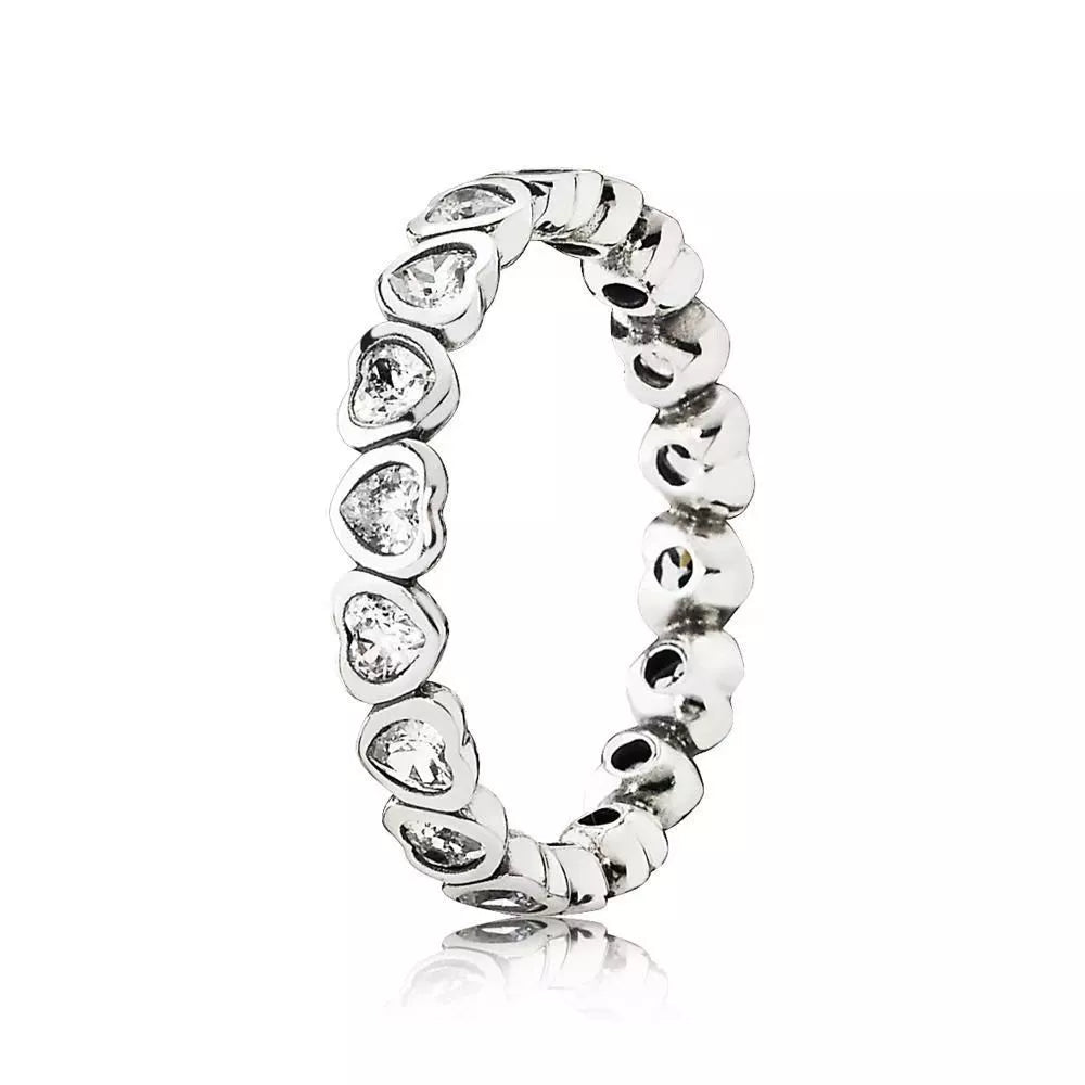 Sterling Silver Zircon Heart Ring in Silver - women's ring