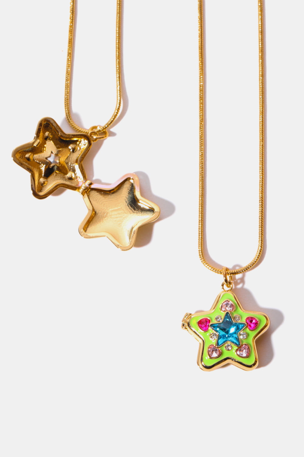 Rhinestone Decor Star Box Pendant Necklace - alternate necklace view