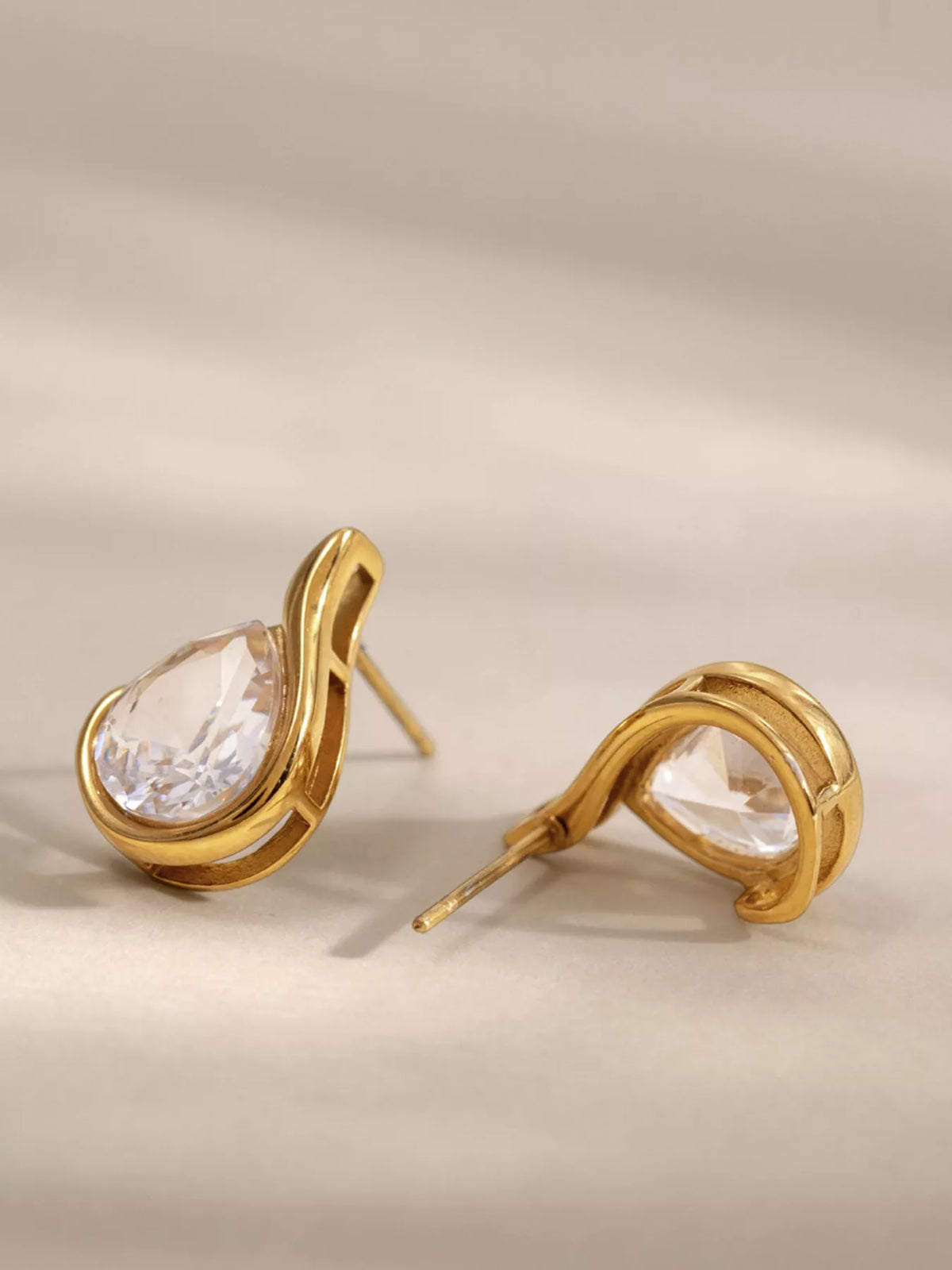 Teardrop Stud Earrings - alternate earring view
