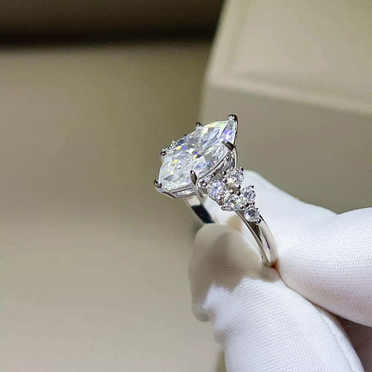 5 Carat Sterling Silver Moissanite Ring in Silver - women's ring