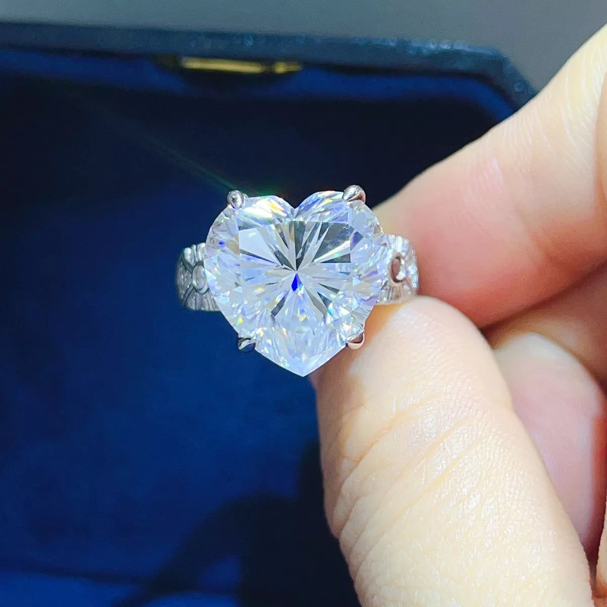 10 Carat Sterling Silver Moissanite Ring - alternate ring view