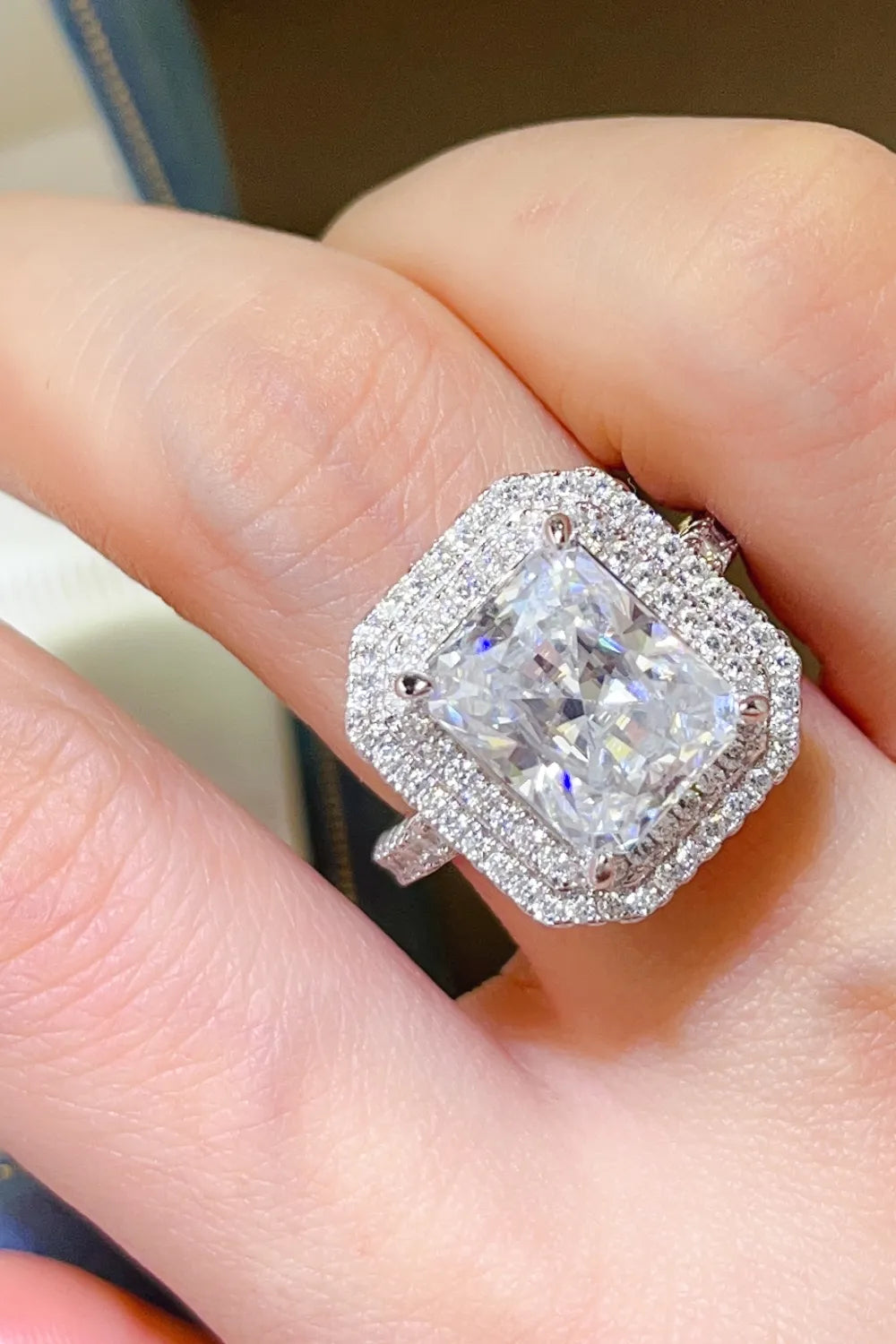 2 Carat Moissanite Sterling Silver Ring in Silver - women's ring