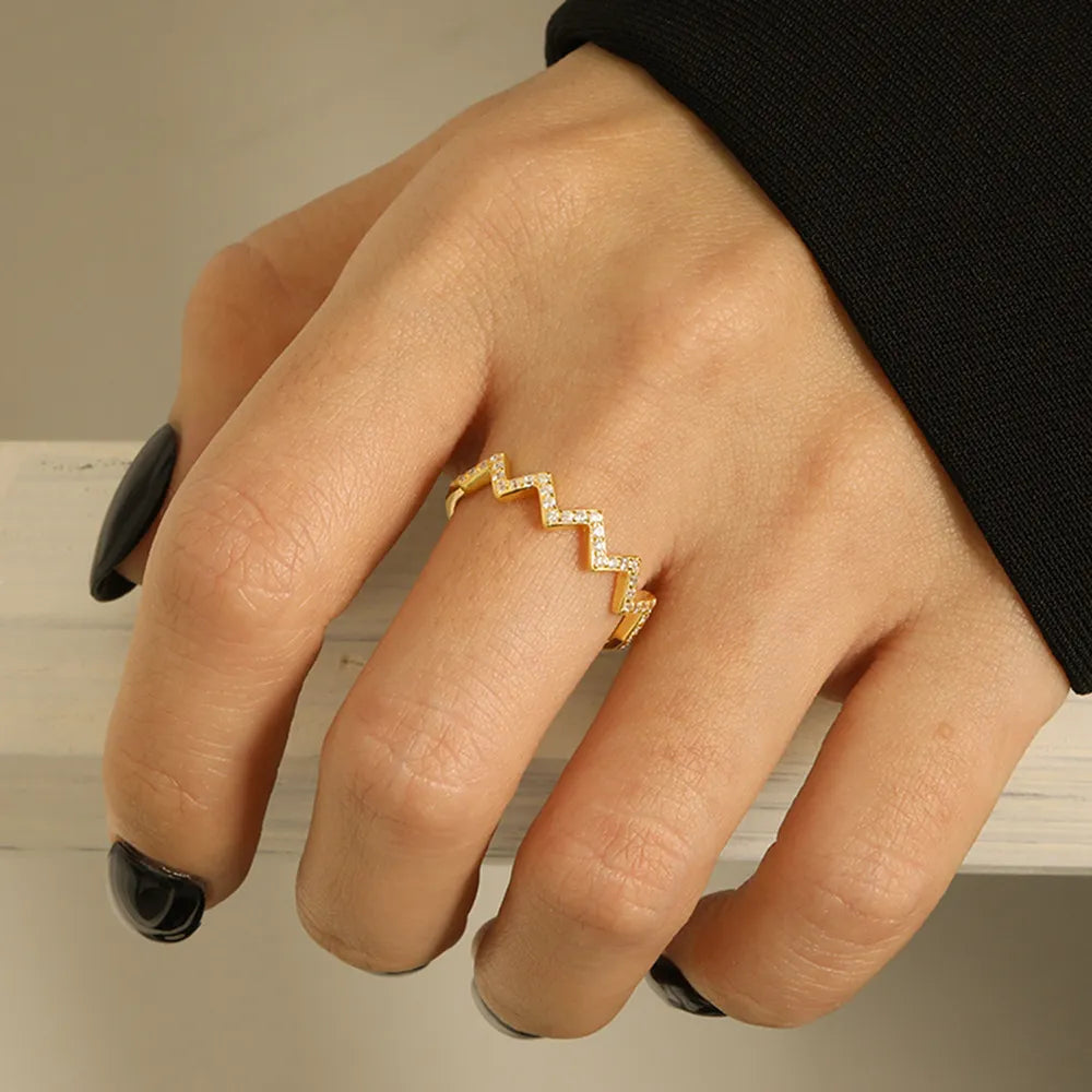 Wave Shape Sterling Silver Ring in Silver - women's ring