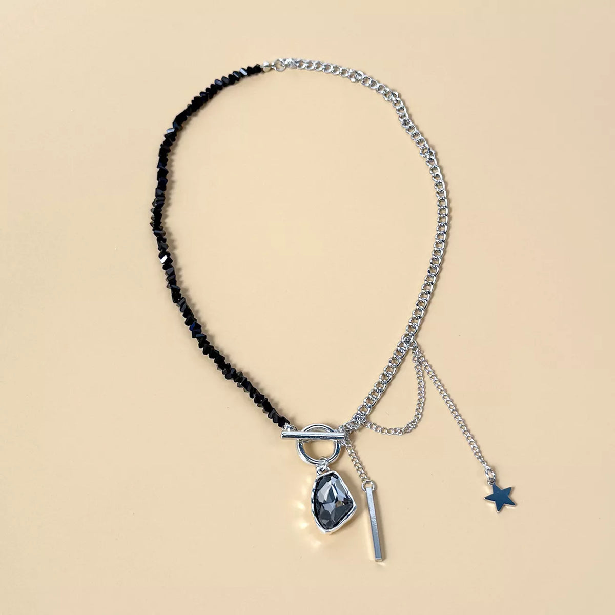 Gothic Punk Star Charm Toggle Necklace - alternate necklace view
