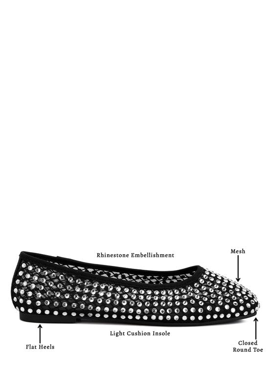 Mesh Rhinestone Ballerinas