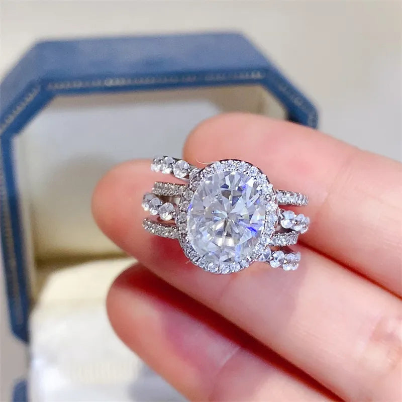 3 Carat Moissanite Sterling Silver Layered Ring - alternate ring view