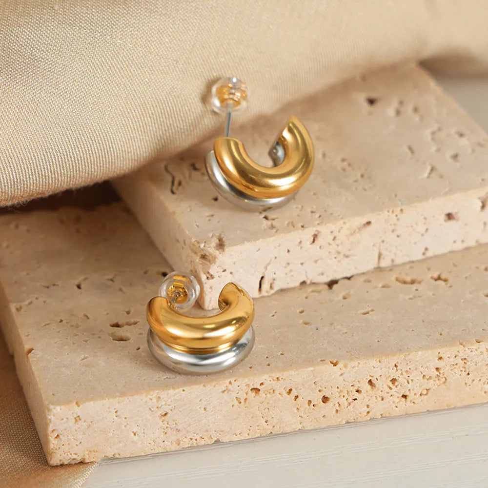 18K Gold-Plated C-Hoop Earrings - alternate earring view