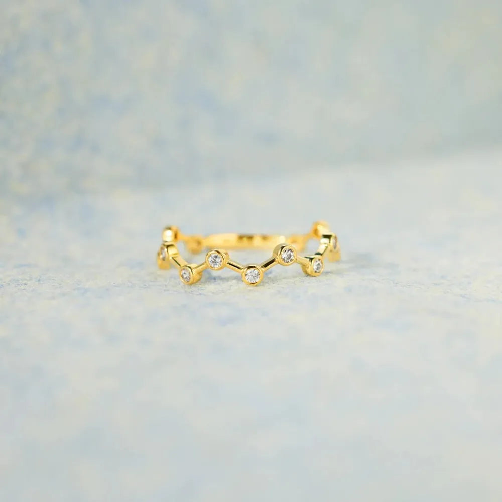 18K Gold-Plated Sterling Silver Zircon Ring in Gold - women's ring