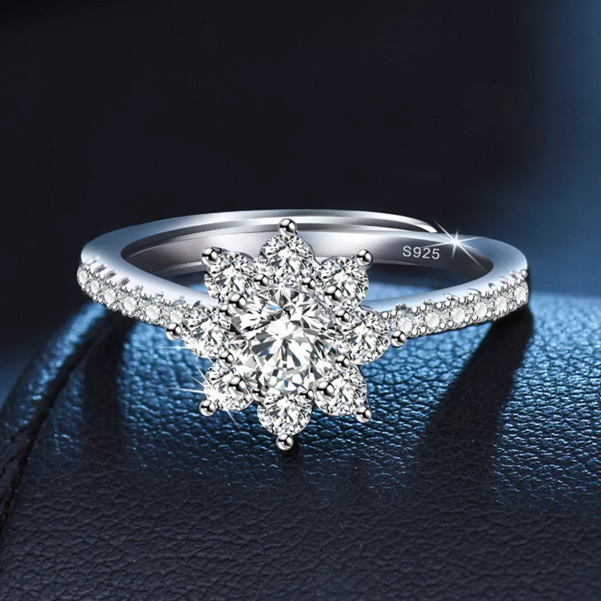 1 Carat Moissanite Sterling Silver Ring - alternate ring view