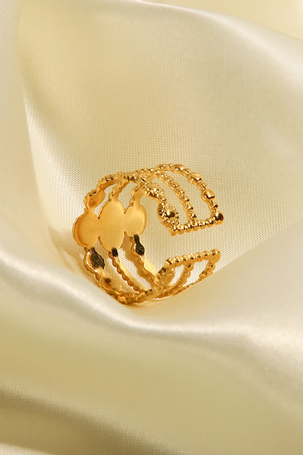 Triple-Layered Stainless Steel Open Ring - alternate ring view