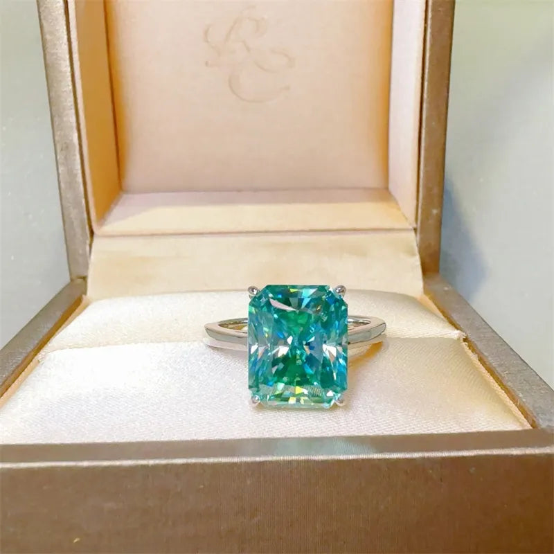 2 Carat Sterling Silver Moissanite Rectangle Ring in Silver - women's ring