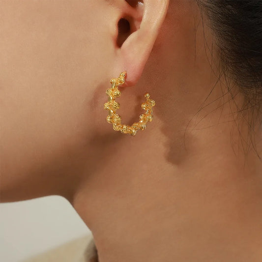 Titanium Steel C-Hoop Earrings - alternate earring view