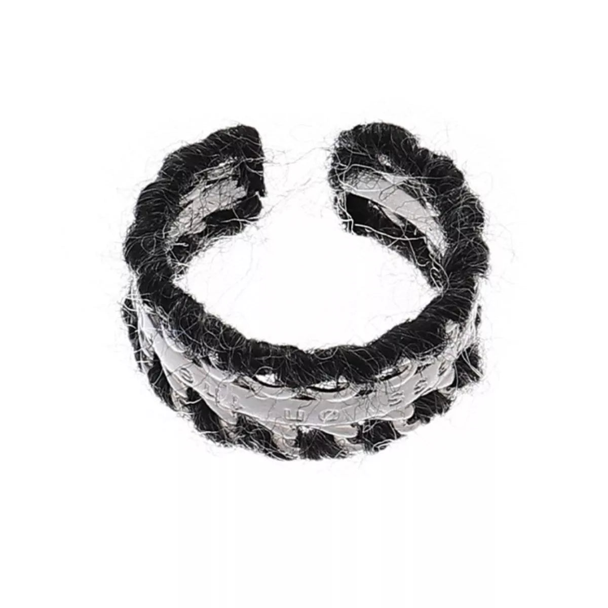 Brass Yarn-Wrapped Open Ring - alternate ring view