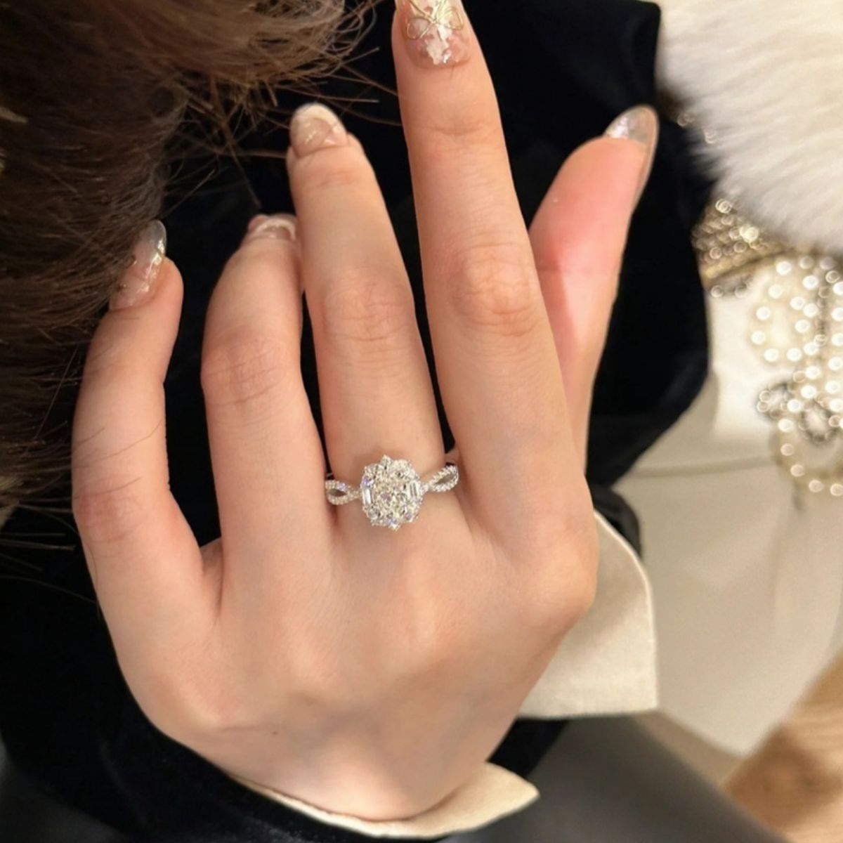 1 Carat Moissanite Sterling Silver Ring in Silver - women's ring