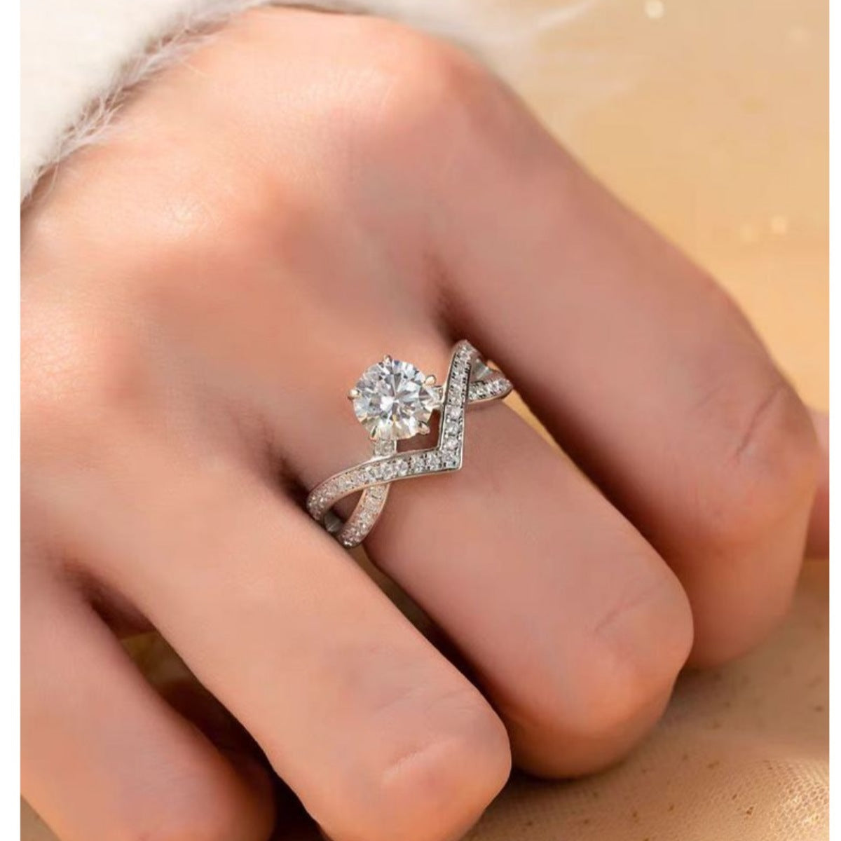1 Carat Moissanite Sterling Silver Ring in Silver - women's ring