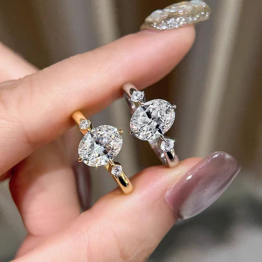 2 Carat Moissanite Sterling Silver Ring in Gold - women's ring