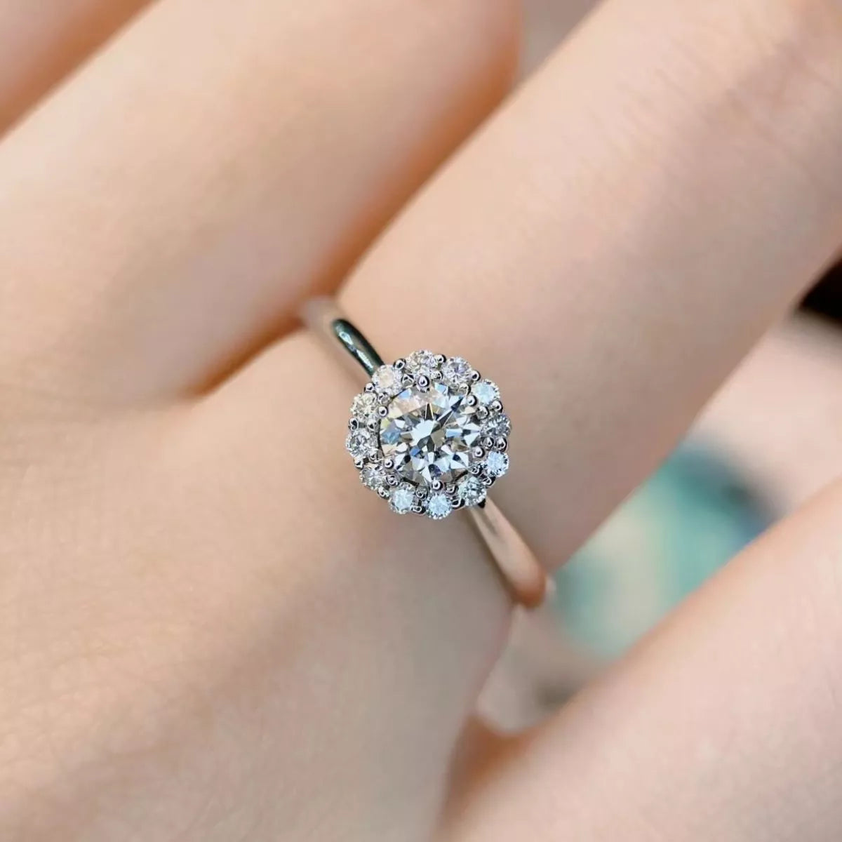 1 Carat Sterling Silver Moissanite Flower Ring - alternate ring view